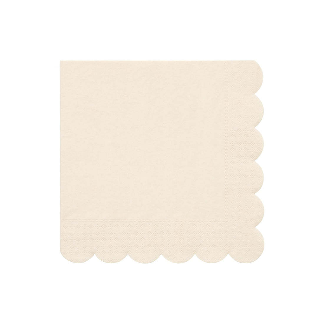 A single Cream Eco Napkin by Meri Meri with scalloped edges against a plain background.