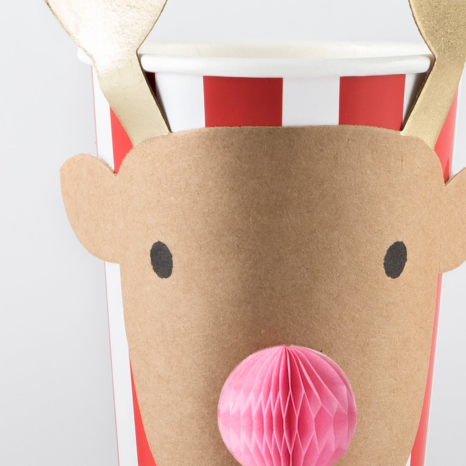 Close up of Reindeer Christmas Honeycomb Cup
