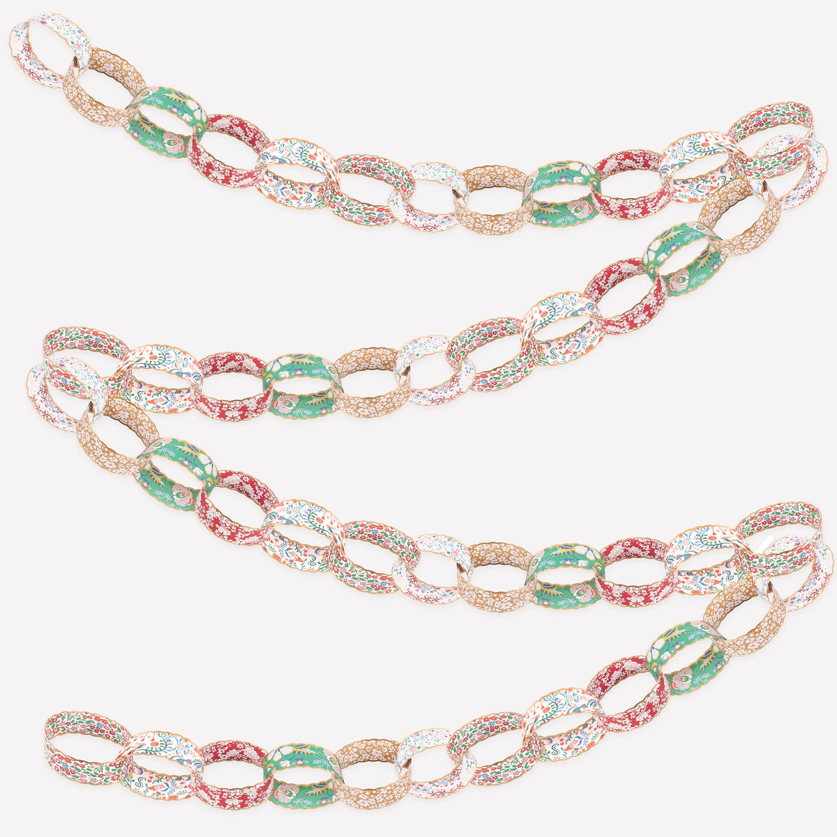 Multicolored paper chain on a white background