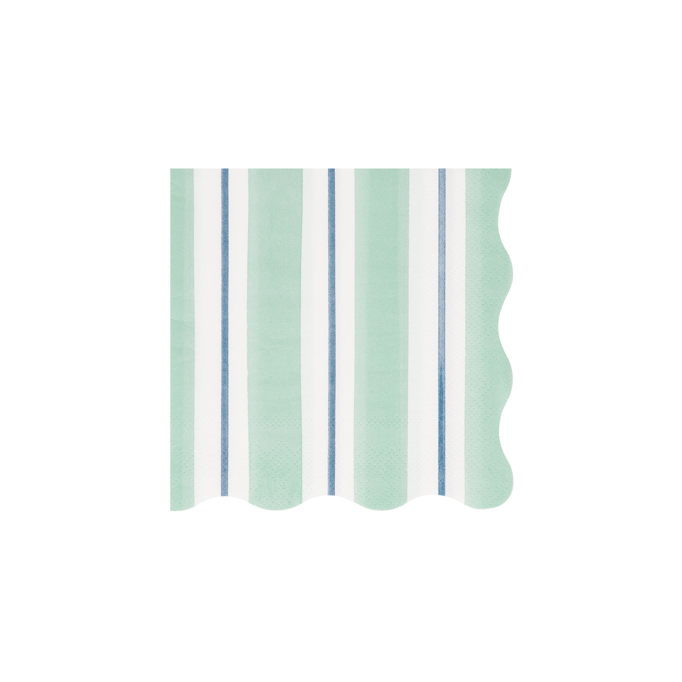 Meri Meri Preppy Stripe Napkin with mint, blue and white stripes.