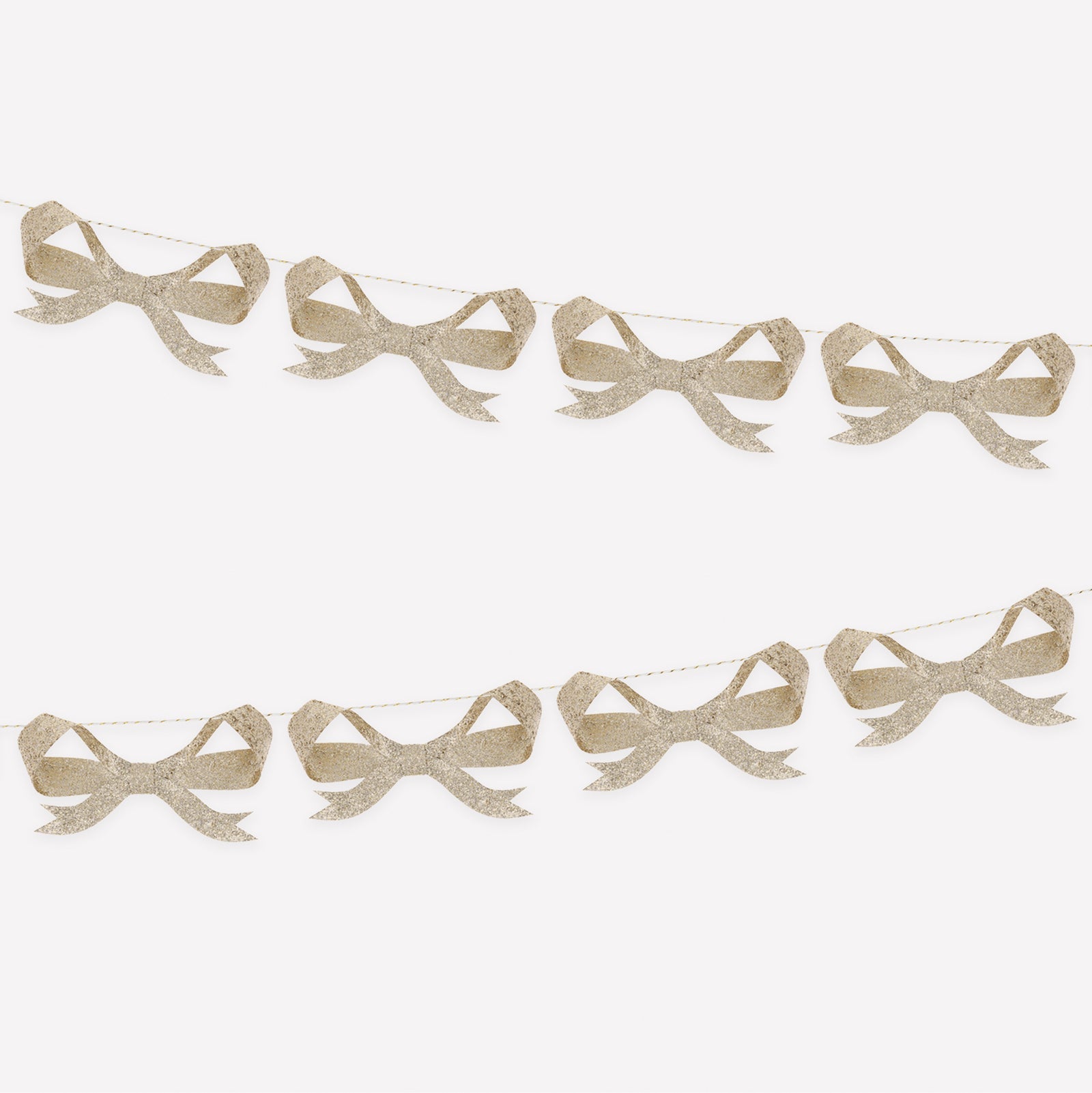 Gold bow garland on a white background.