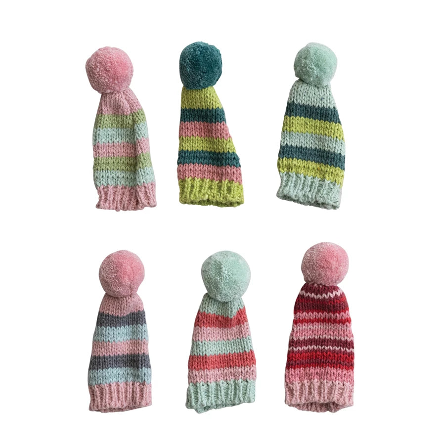 Pastel Cotton Knitted Hat Bottle Topper