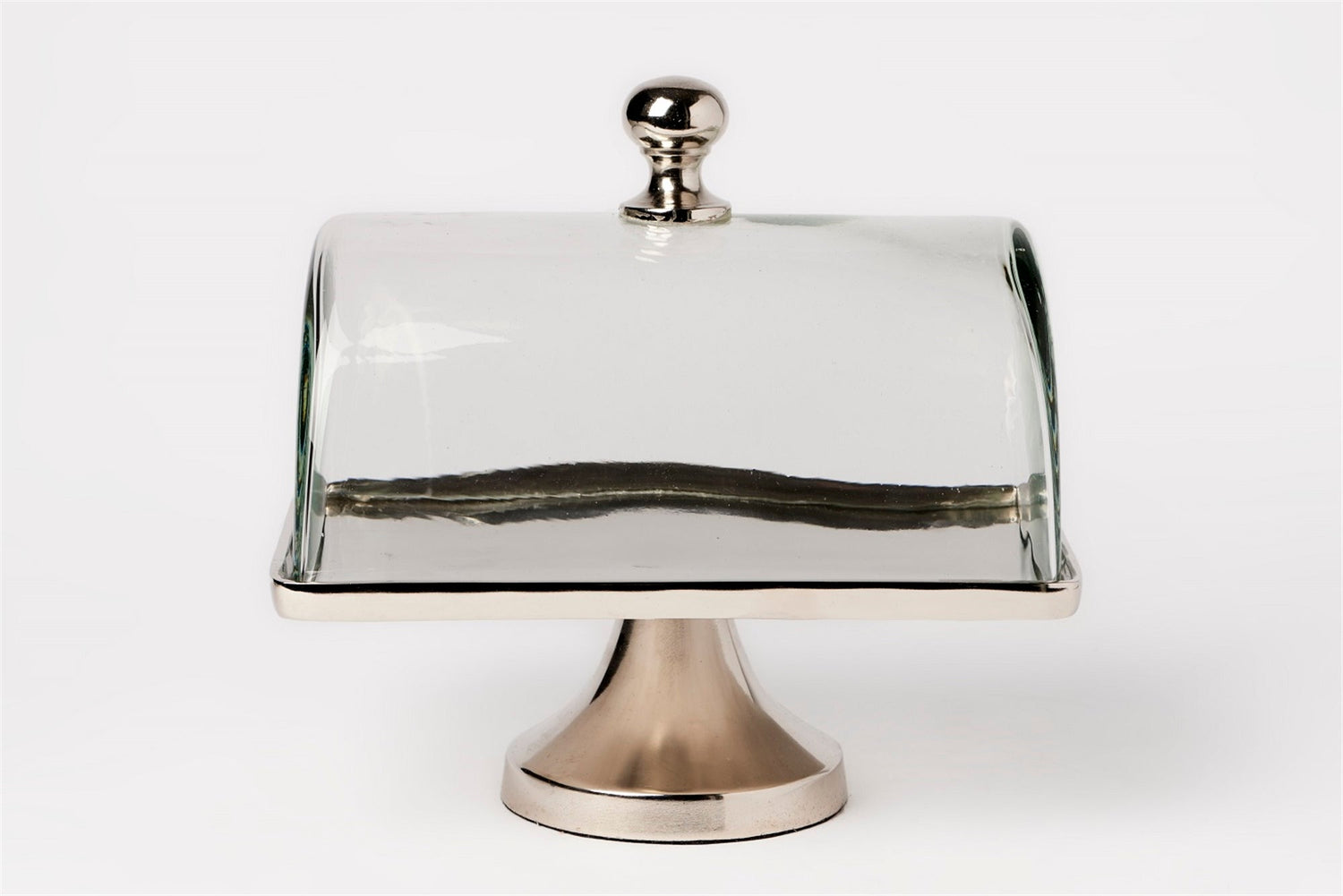 A Hester &amp; Cook Aluminum and Glass Serving Stand &amp; Dome, perfect for showcasing special items.