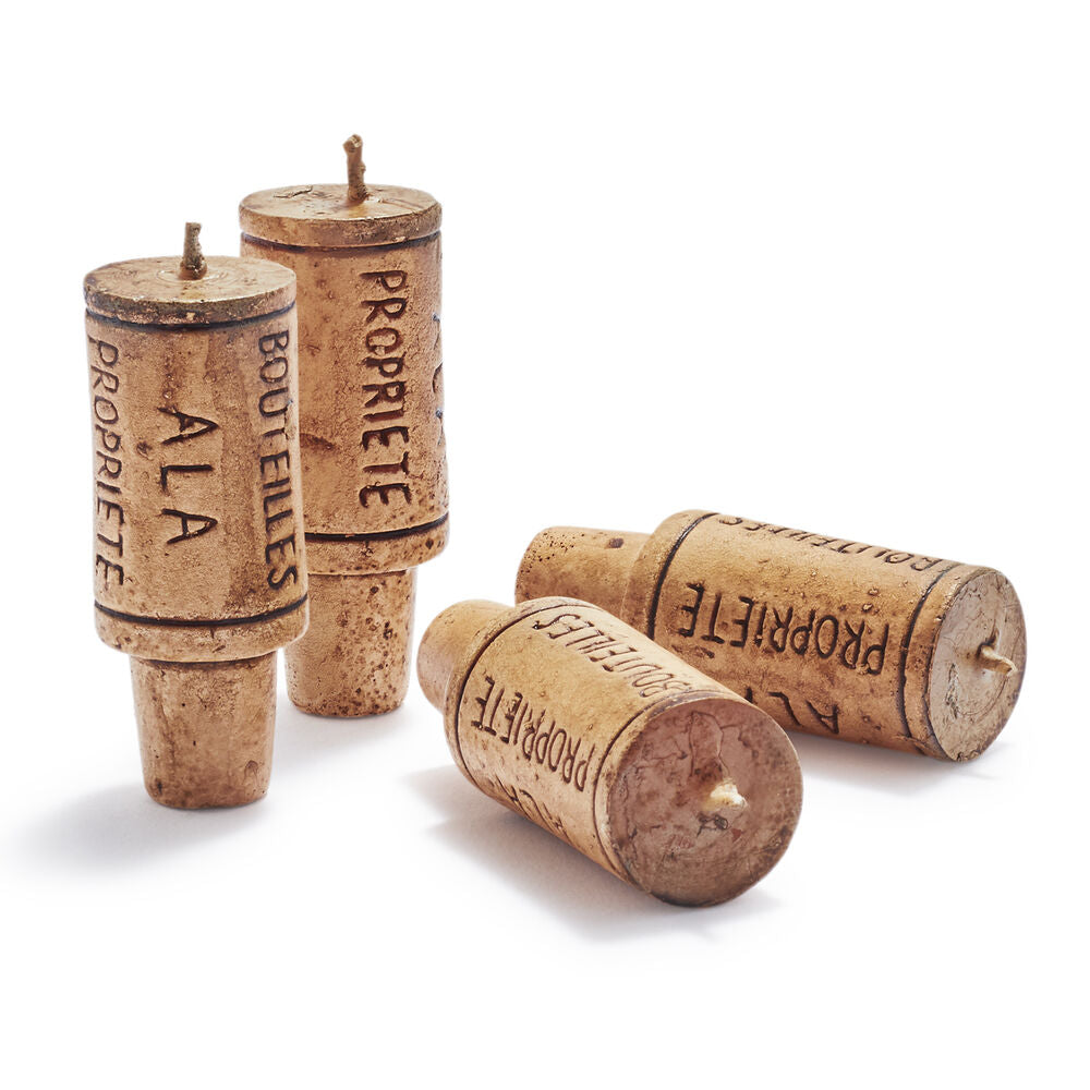 Candles shaped like wine corks.