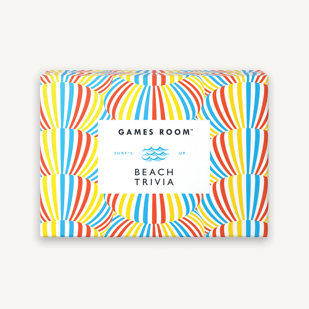 Colorful Beach Trivia game box with a striped pattern design from Chronicle Books.
