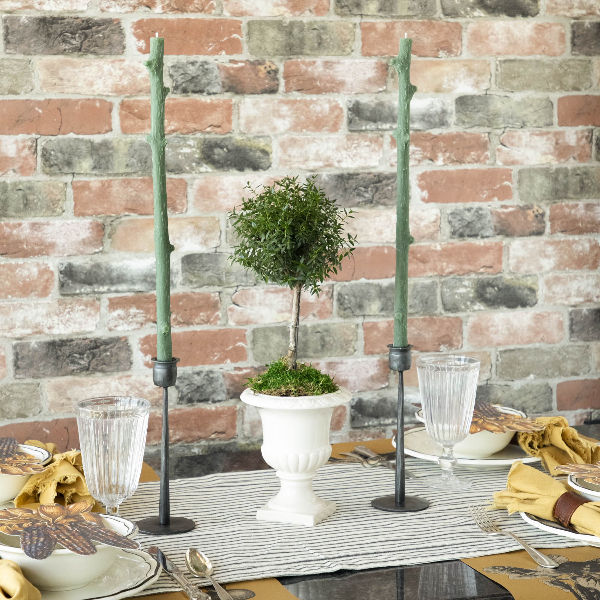 Hemlock Stick Candles, Set of 2