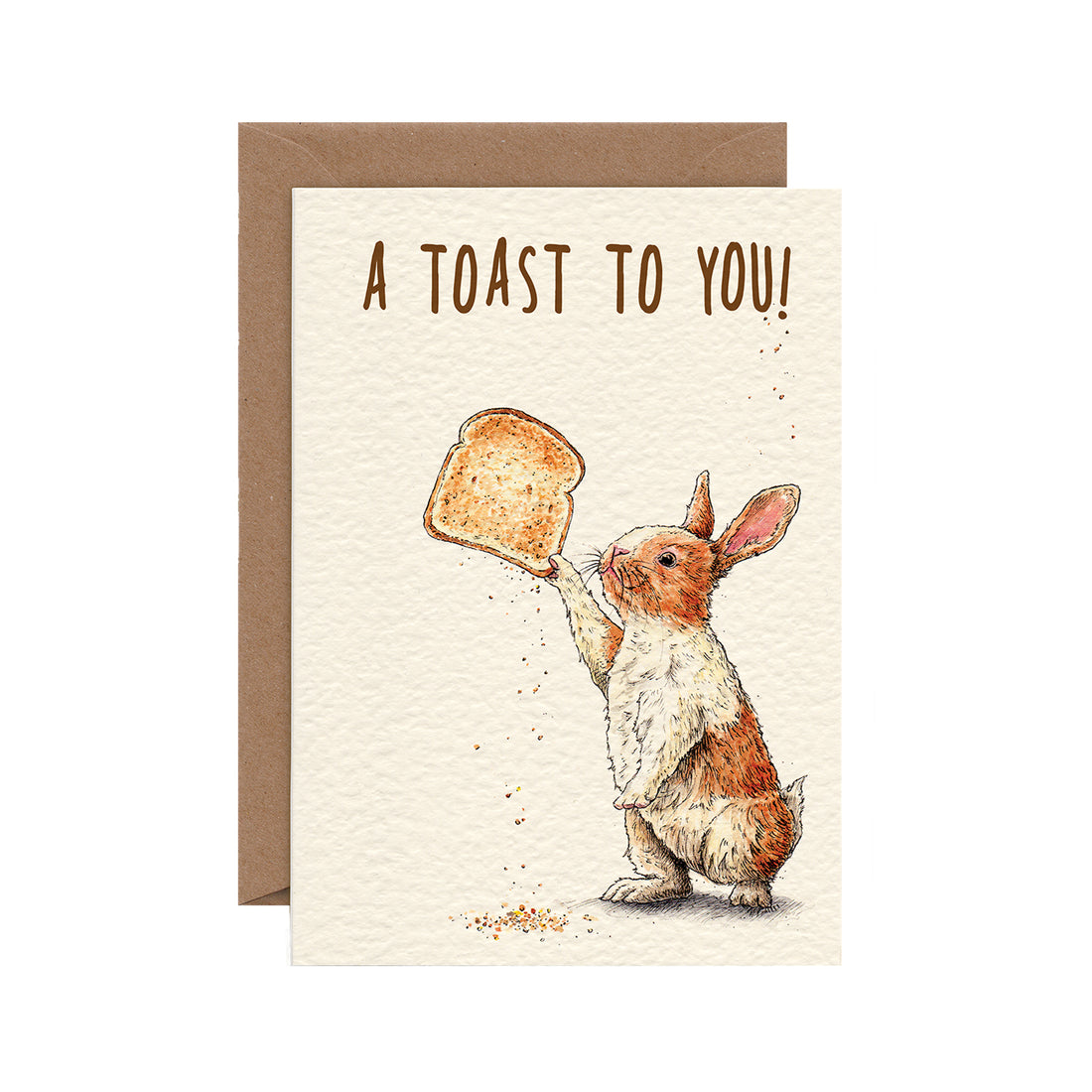 A Hester &amp; Cook &quot;A Toast to You&quot; card featuring a silly rabbit holding a toast to celebrate a special occasion.