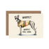 A retro-style Hester & Cook greeting card featuring a Whippet wearing a sweater, saying "whippet" real good.