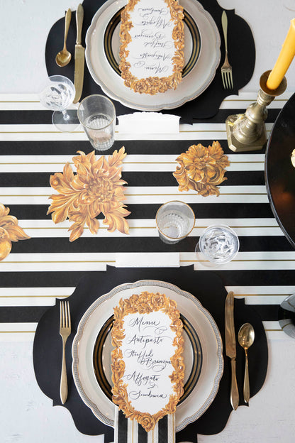 Placesetting with Die-cut Black French Frame Placemat