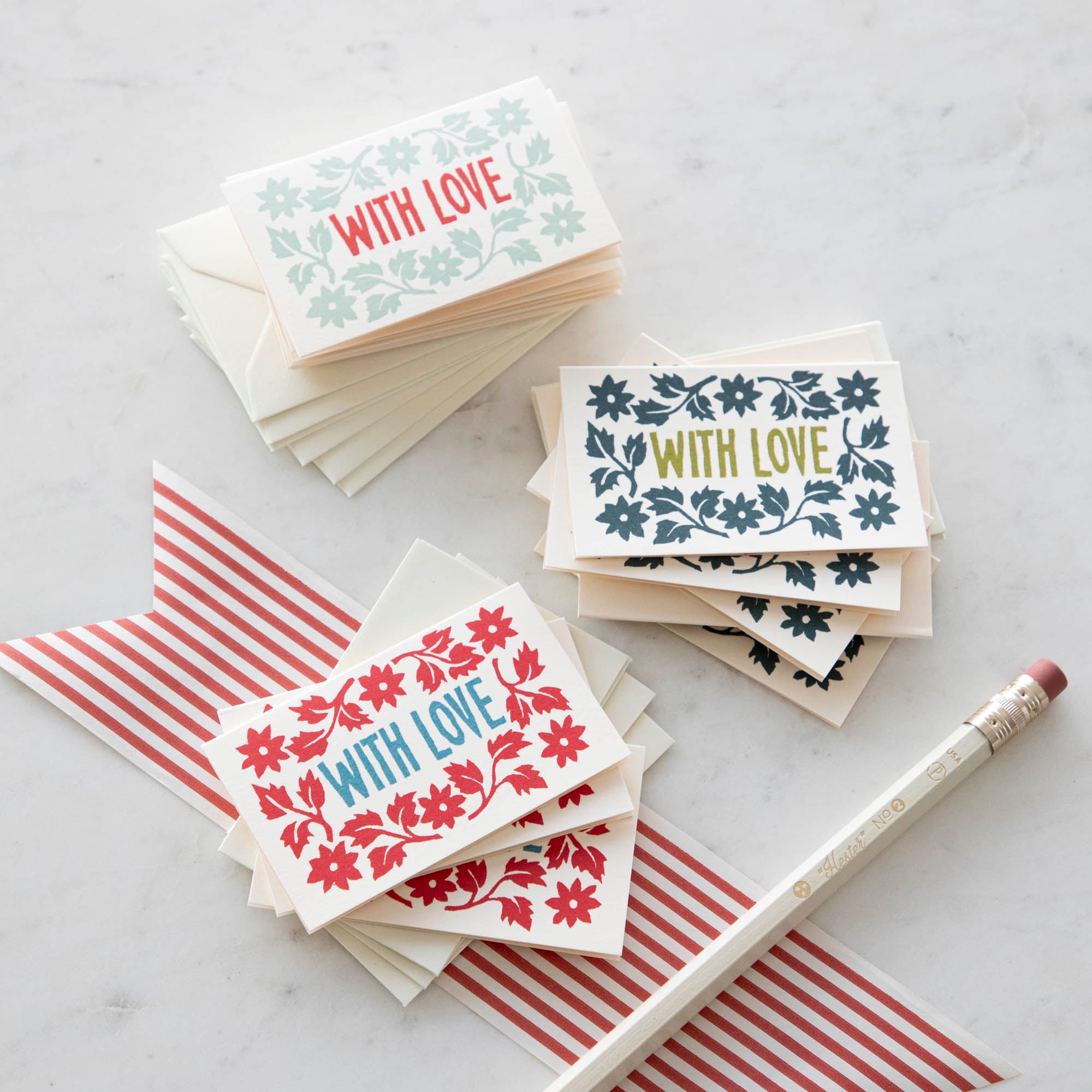 A set of Pack of With Love Cards with the words "with love" on them by Cambridge Imprint.