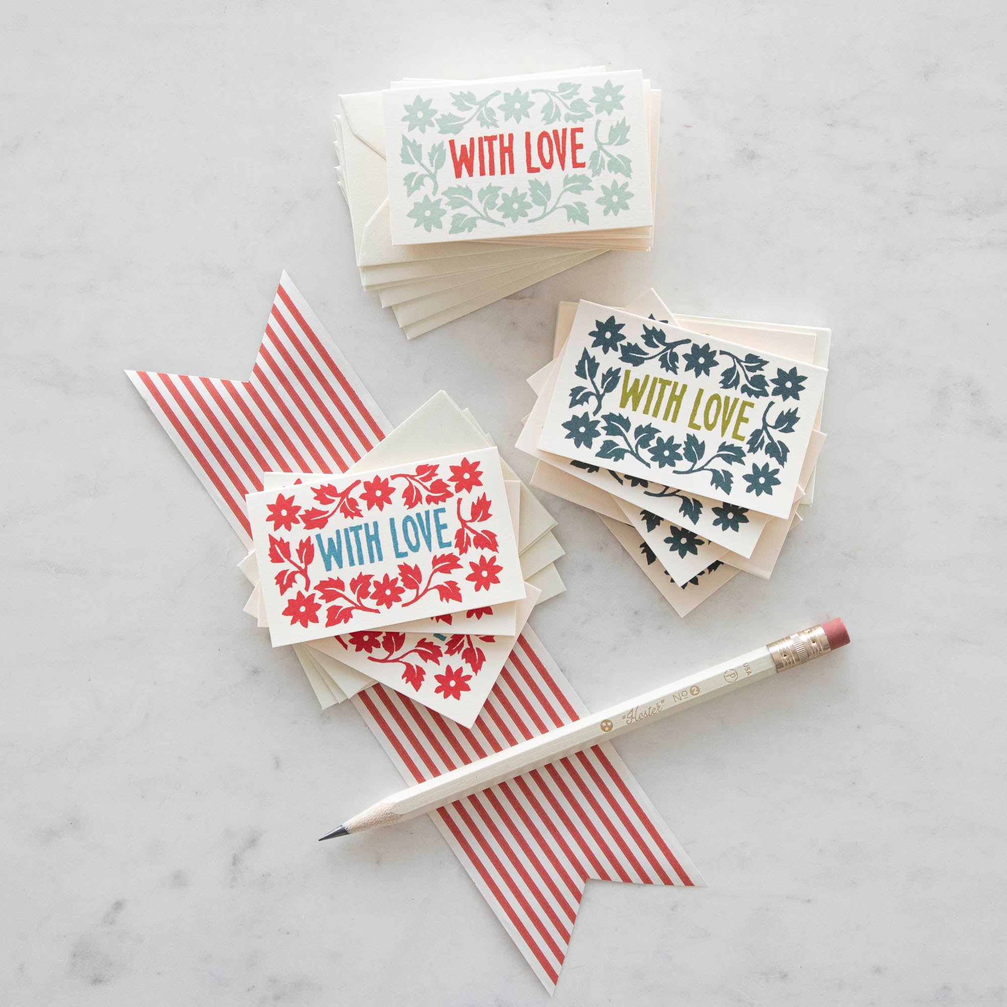 A set of Pack of With Love Cards with the words "with love" on them by Cambridge Imprint.