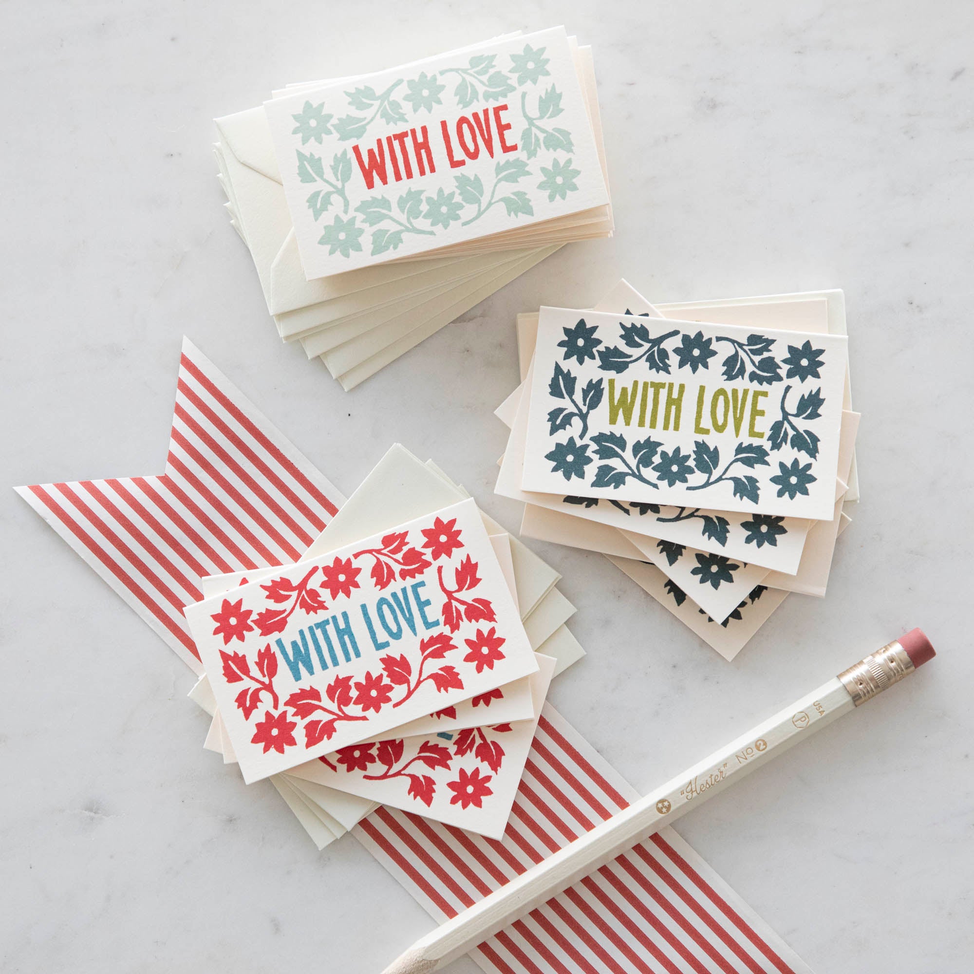 A set of Pack of With Love Cards with the words "with love" on them by Cambridge Imprint.