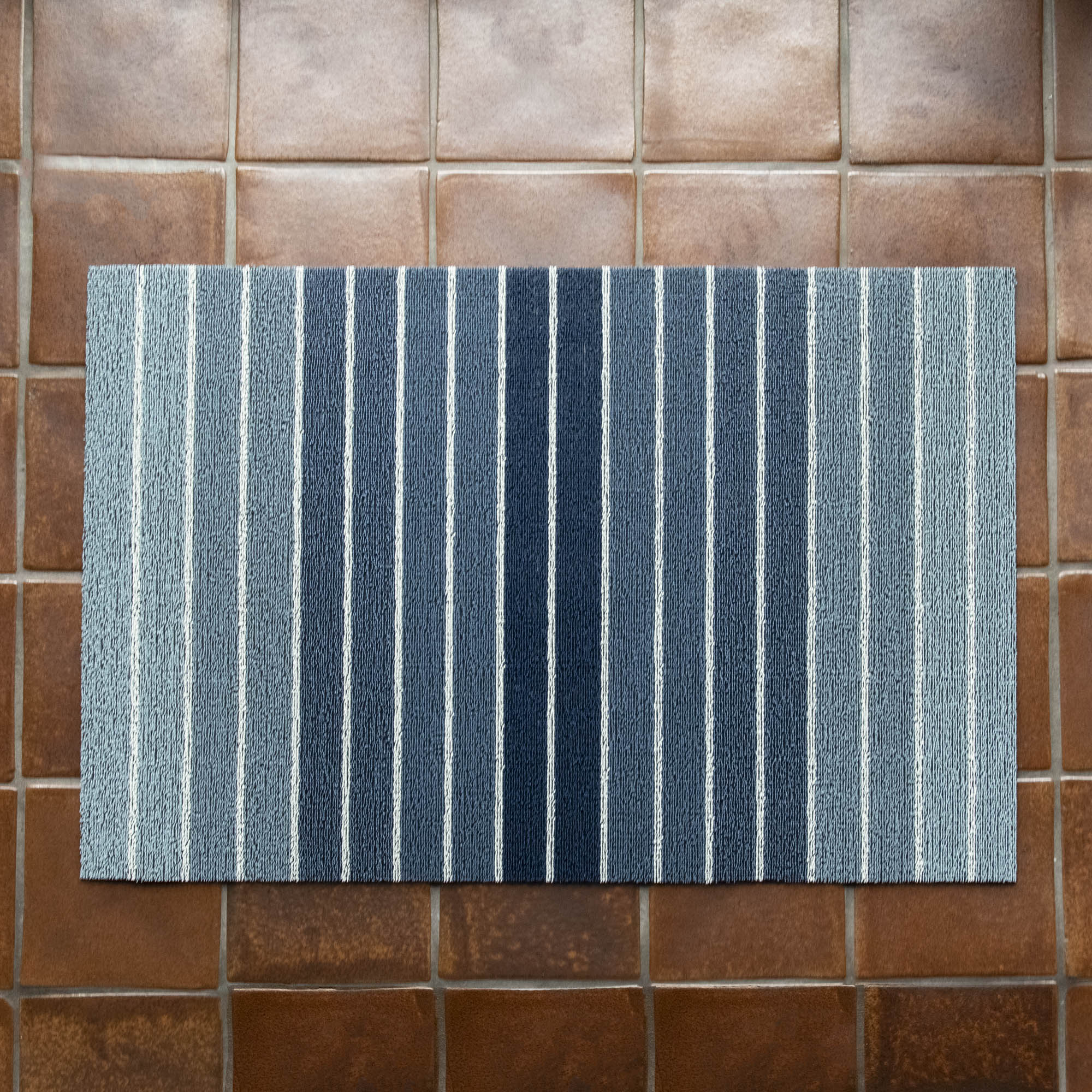 Block Stripe Shag Utility Mat, Denim – Hester & Cook