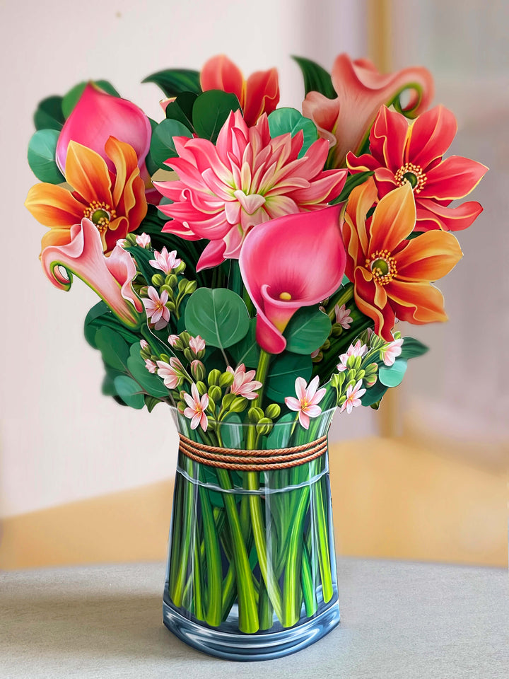 A bunch of Summer Flower Bouquet from Fresh Cut Paper in a vase.