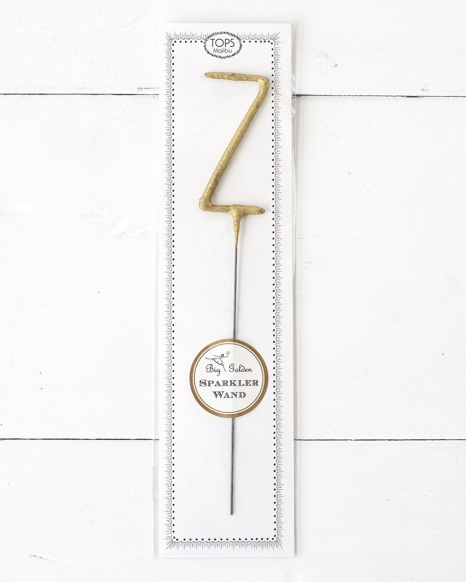 Tops Malibu gold Letter Sparkler "Z" in package.