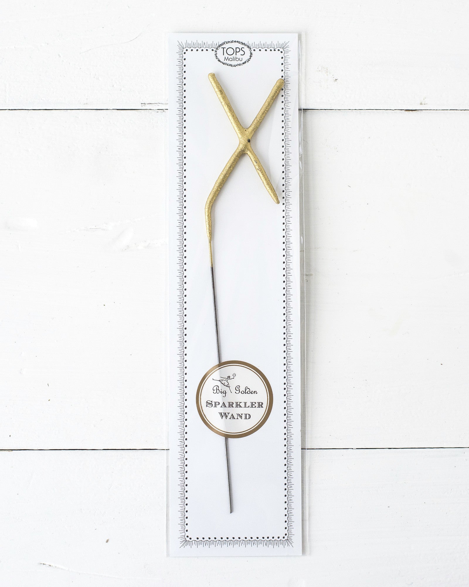 Tops Malibu gold Letter Sparkler "X" in package.