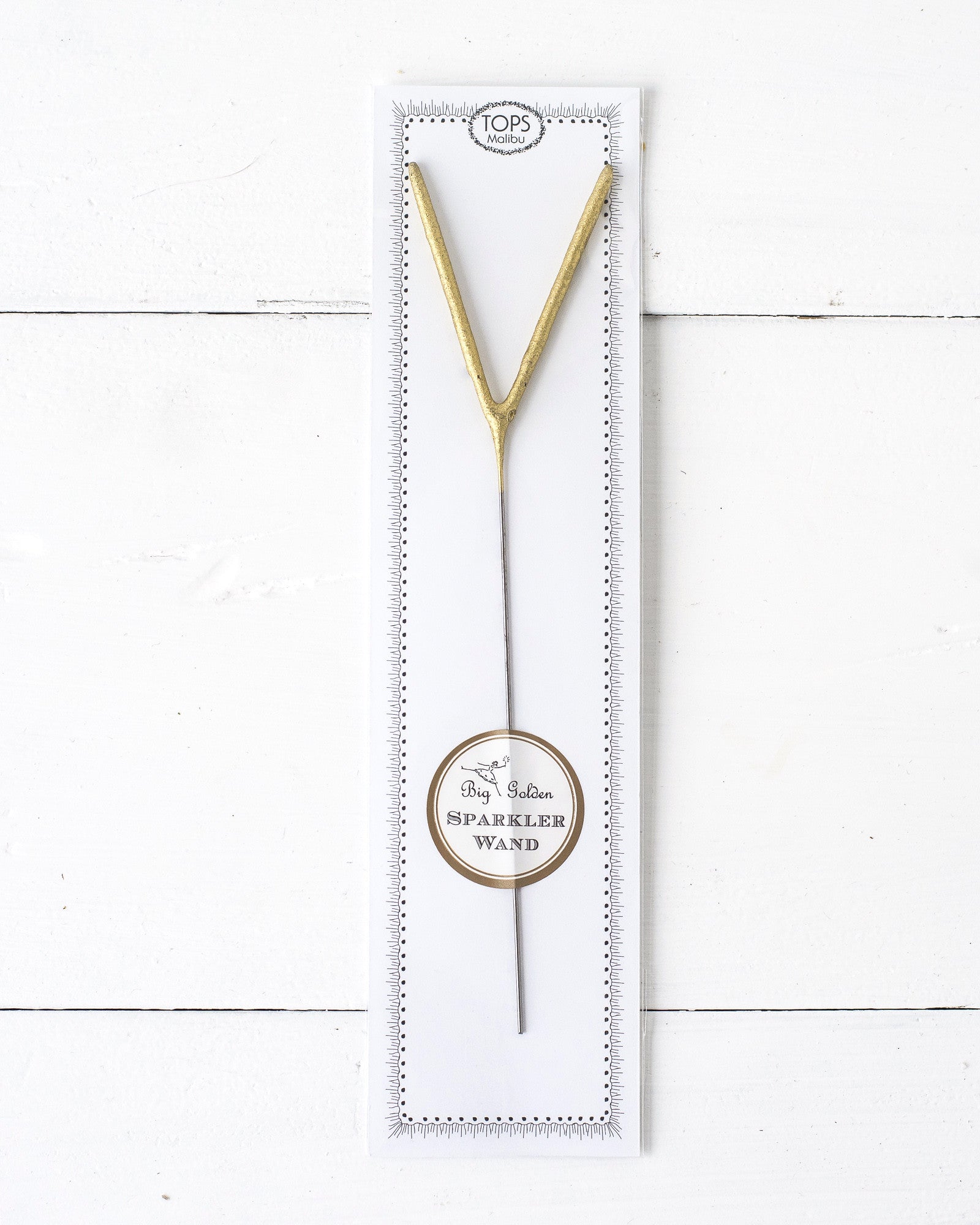 Tops Malibu gold Letter Sparkler "V" in package.