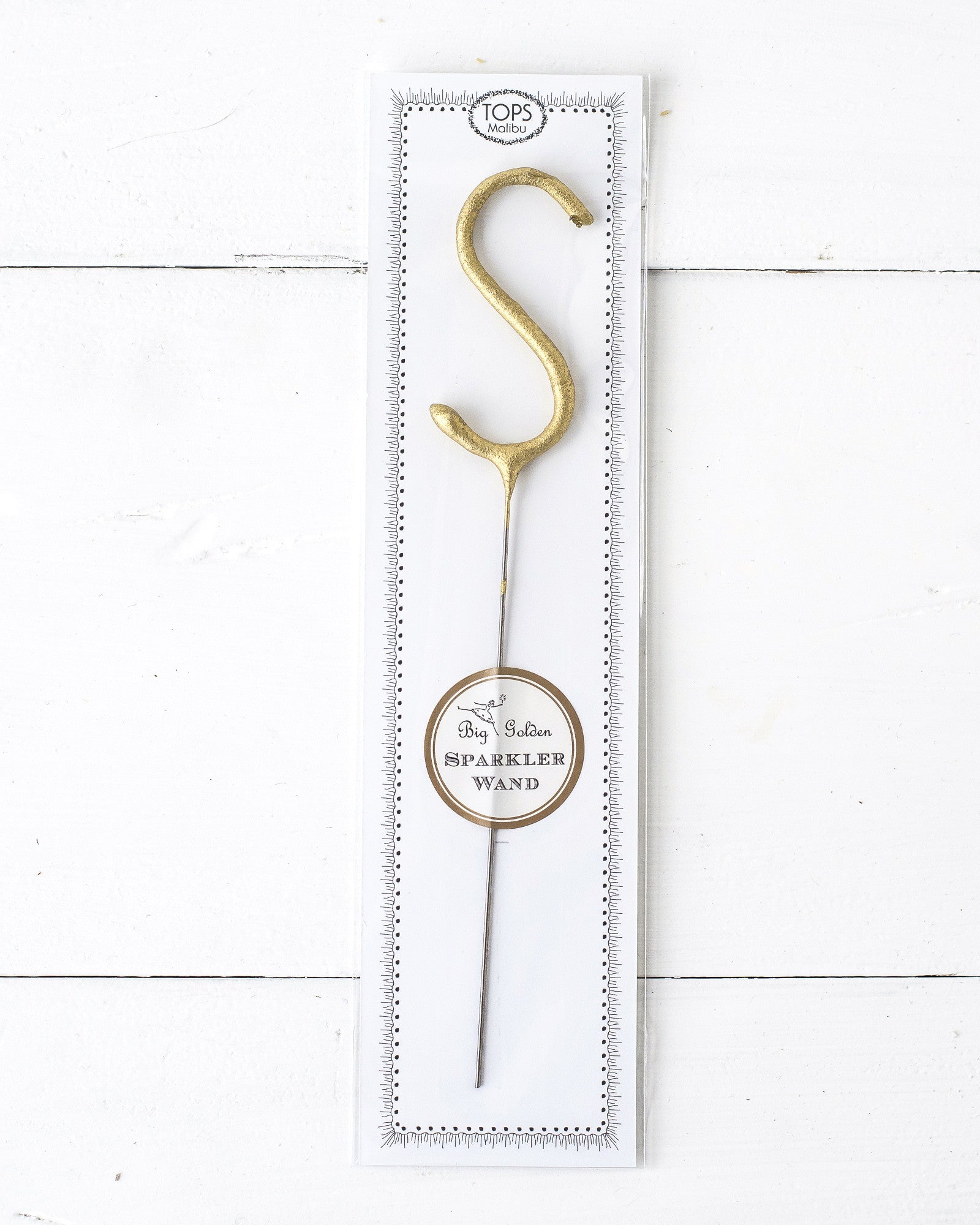 Tops Malibu gold Letter Sparkler "S" in package.