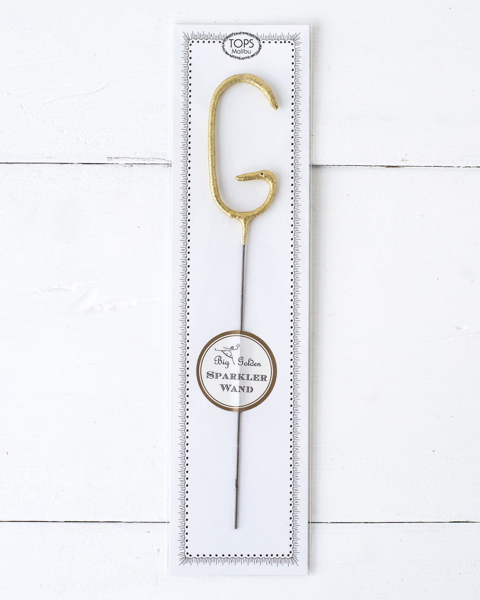 Tops Malibu gold Letter Sparkler "G" in package.