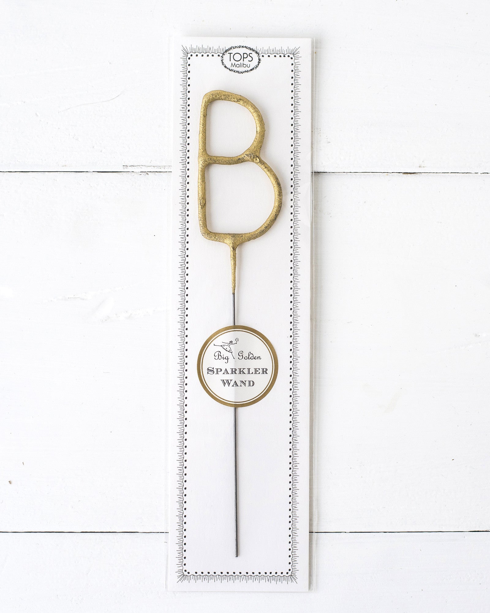 Tops Malibu gold Letter Sparkler "B" in package.