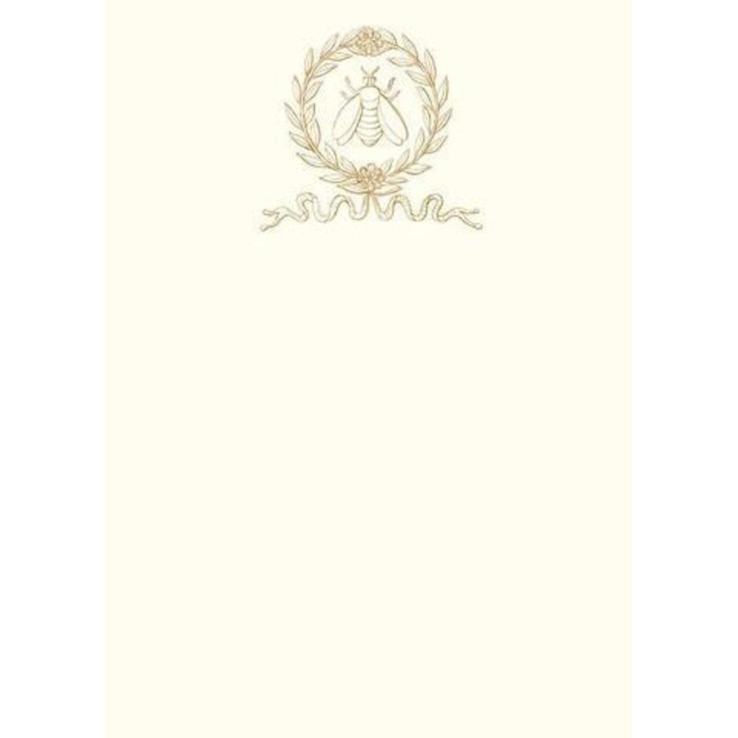 Elegant Empire Bee Set of 10 Notecards by New Orleans artist Alexa Pulitzer, with laurel wreath and clasped hands on a plain background.
