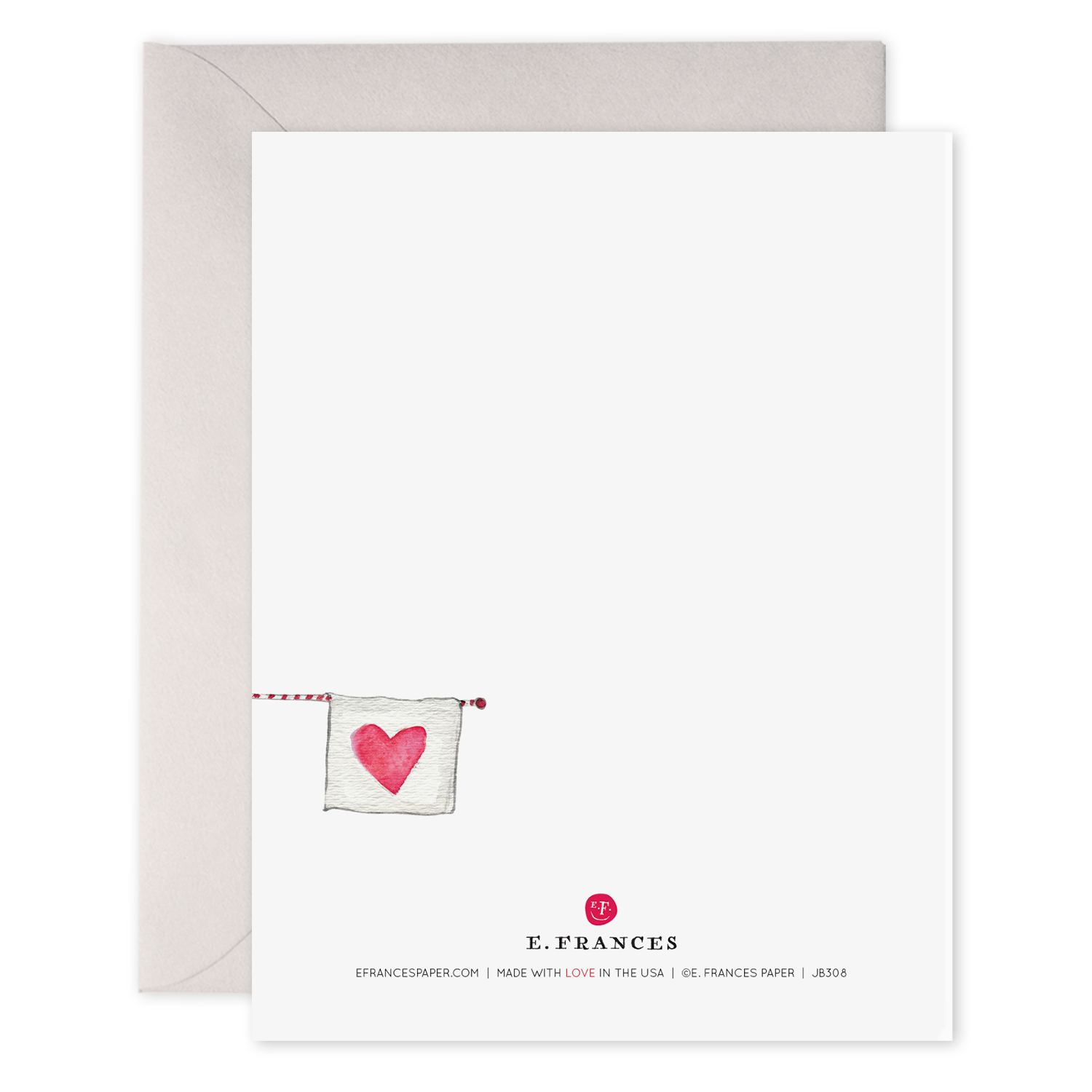 An E. Frances "I Love You This Much" card adorned with a pink heart, radiating love and crafted from exquisite paper.