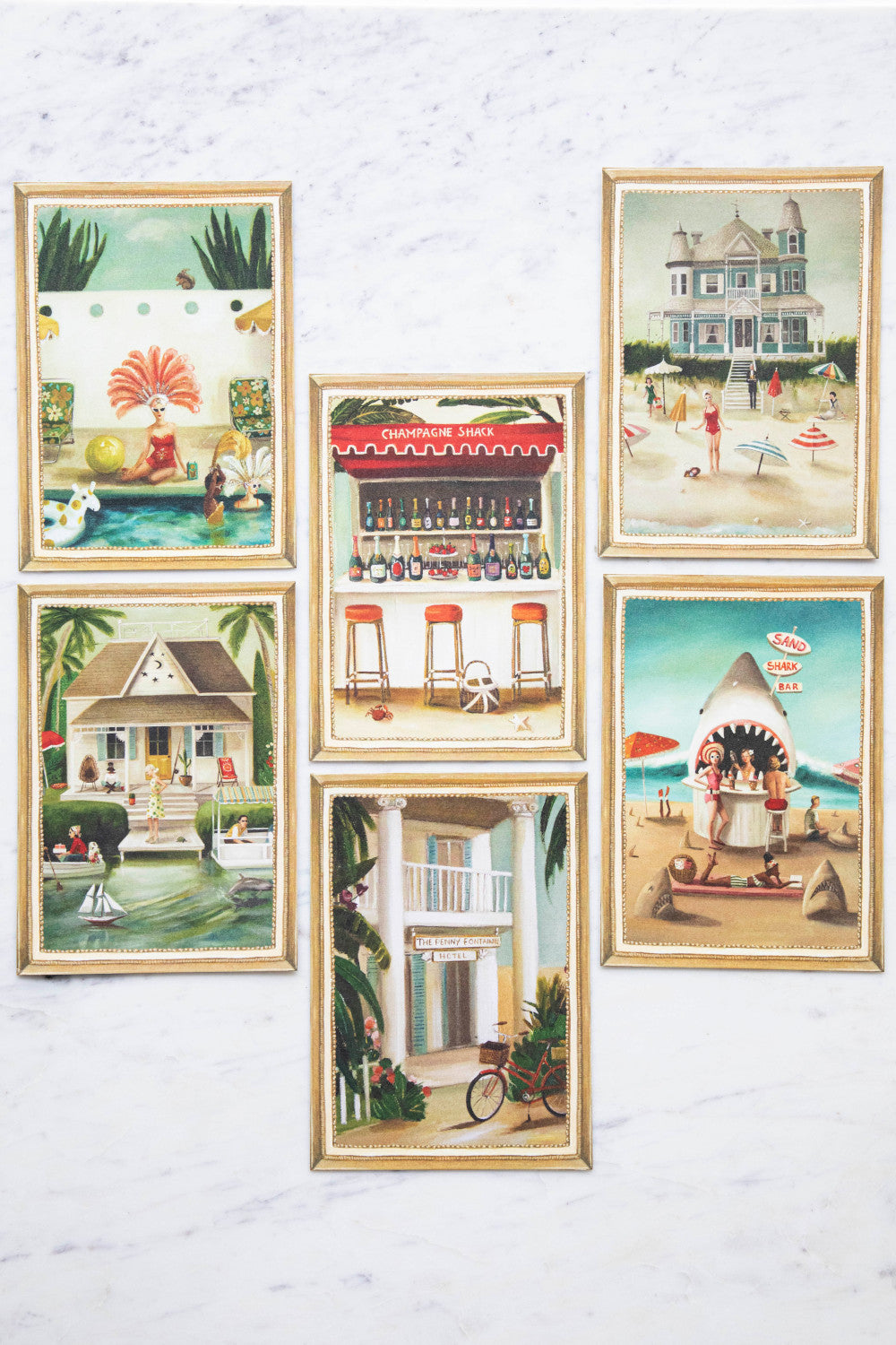A luxurious set of On Holiday Flat Note Boxed Set of 6 Cards by Hester &amp; Cook, inspired by vacation.