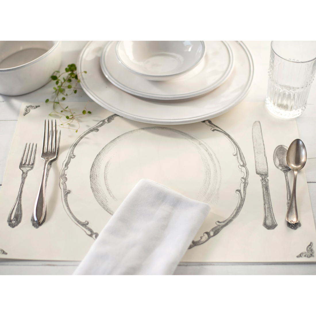 The Perfect Setting Placemat under an elegant place setting.