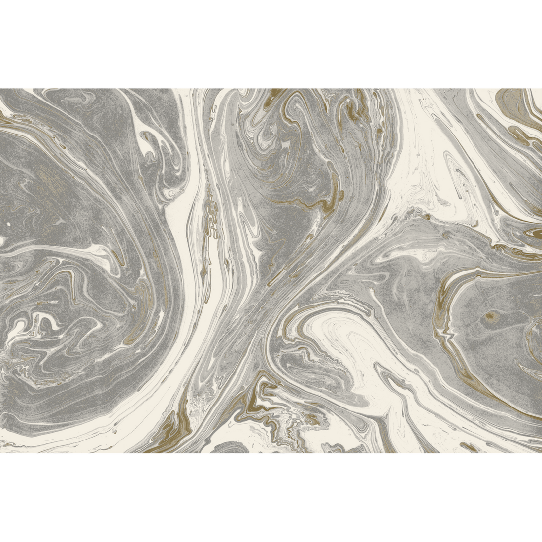 An abstract, marbled pattern of primarily grey and white swirled together with veins of gold, high-resolution.