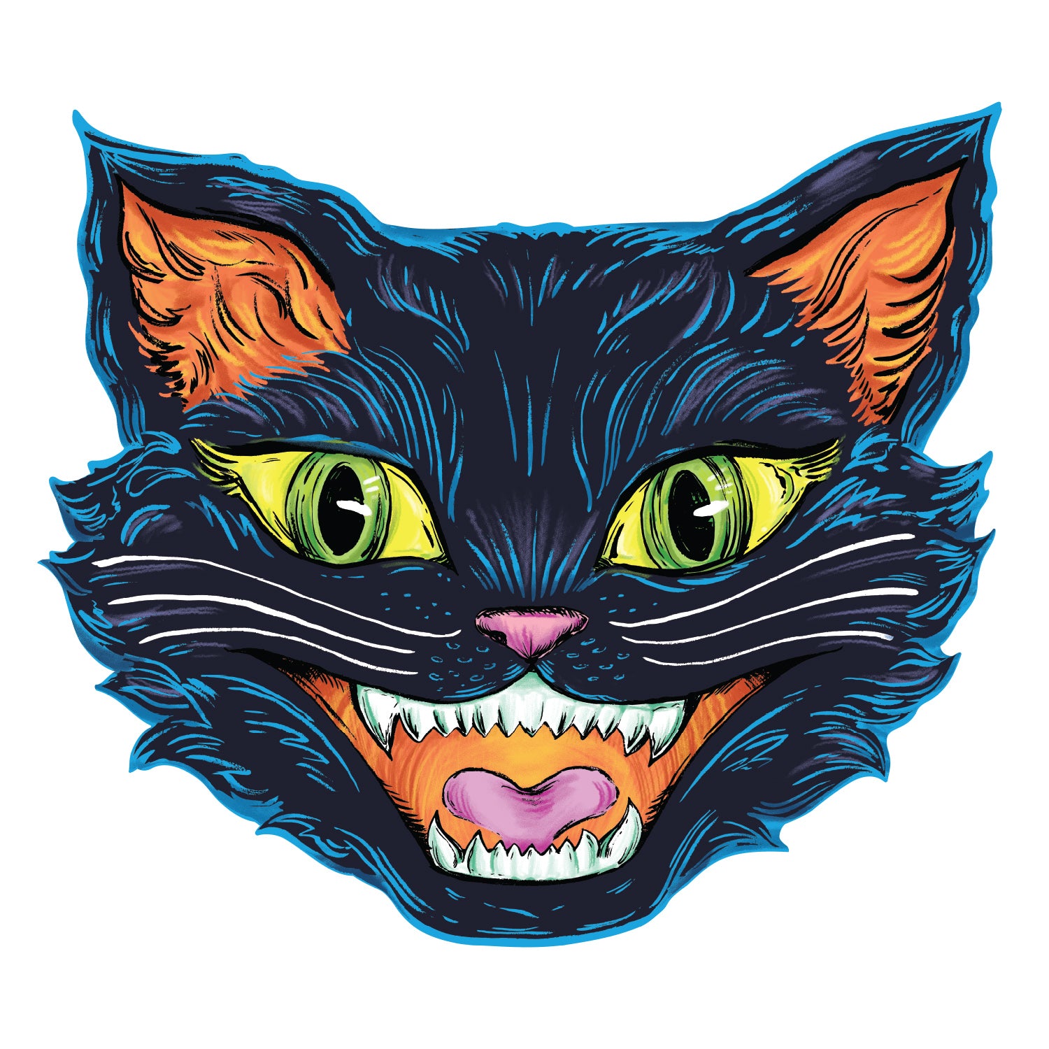 A vibrant illustration of a black cat&