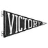 A black and white Die-cut "VICTORY" Pennant Placemat with white text, perfect for showcasing team spirit, by Hester & Cook.