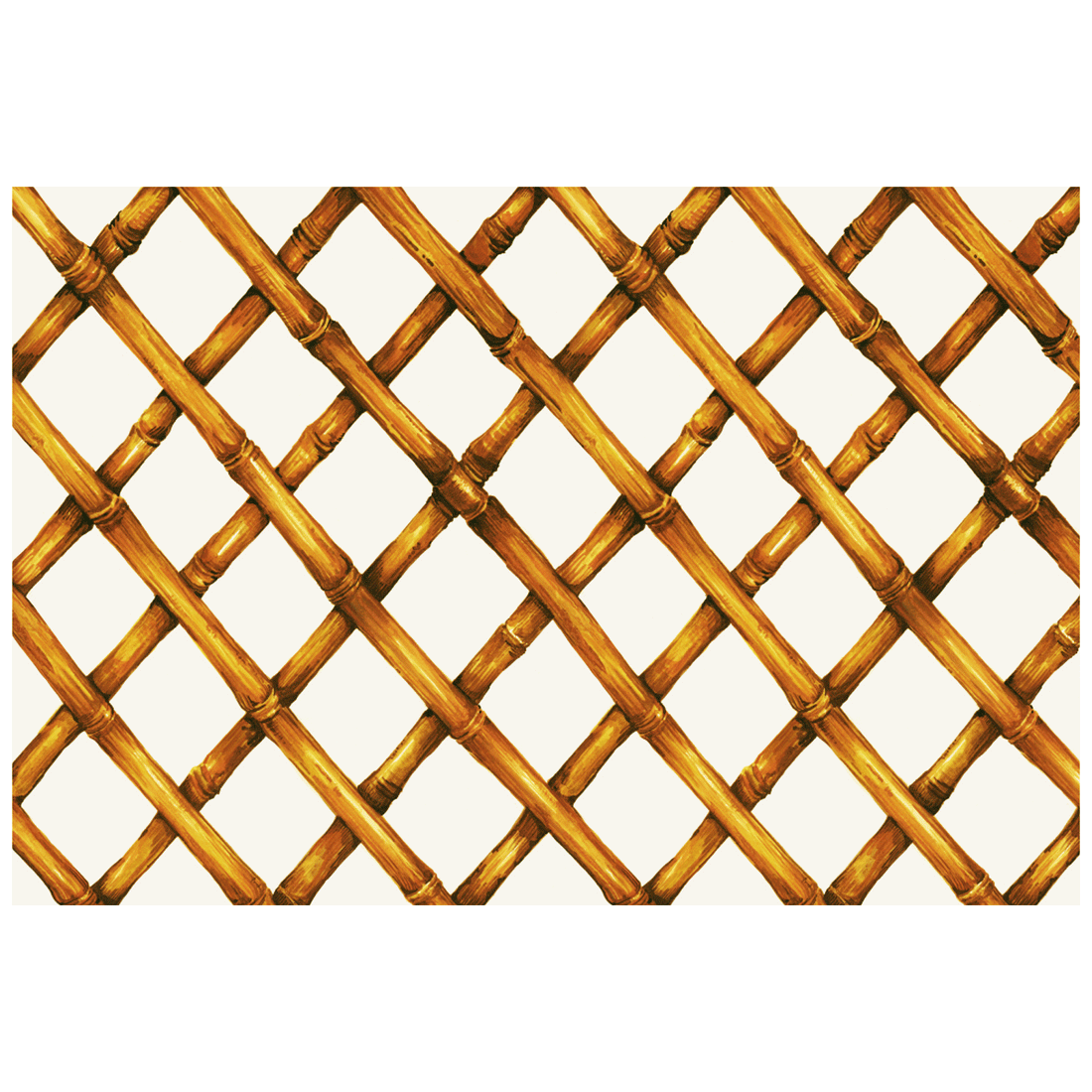 A diagonal woven bamboo pattern in dark tan on a white background.