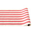 A paper roll with thick red and white stripes running down the length.