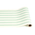 A paper roll with thick seafoam and white stripes running down the length.
