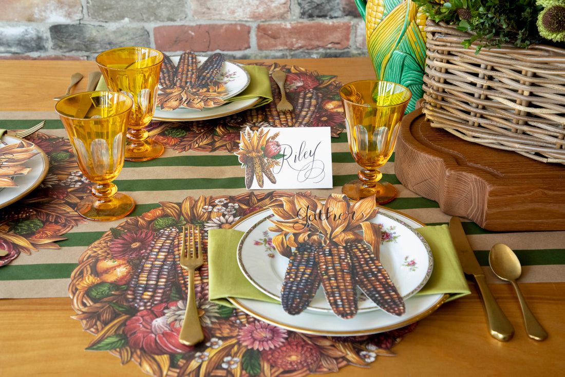 The Die-cut Gathering basket Placemat under an elegant fall-themed table setting.