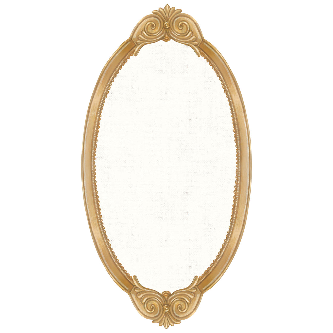 A die-cut ornate gold vintage-style frame surrounding blank white space for personalization.