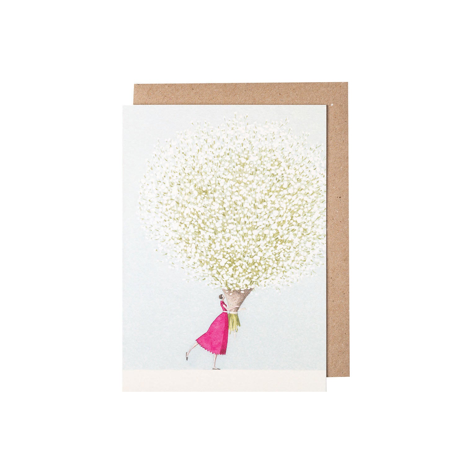 A woman carrying a bouquet of white flowers is depicted on a Hester & Cook Baby&