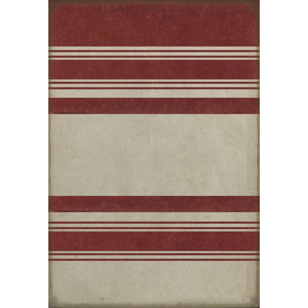 Organic Stripes Red & White Vinyl Rug - Pattern 50