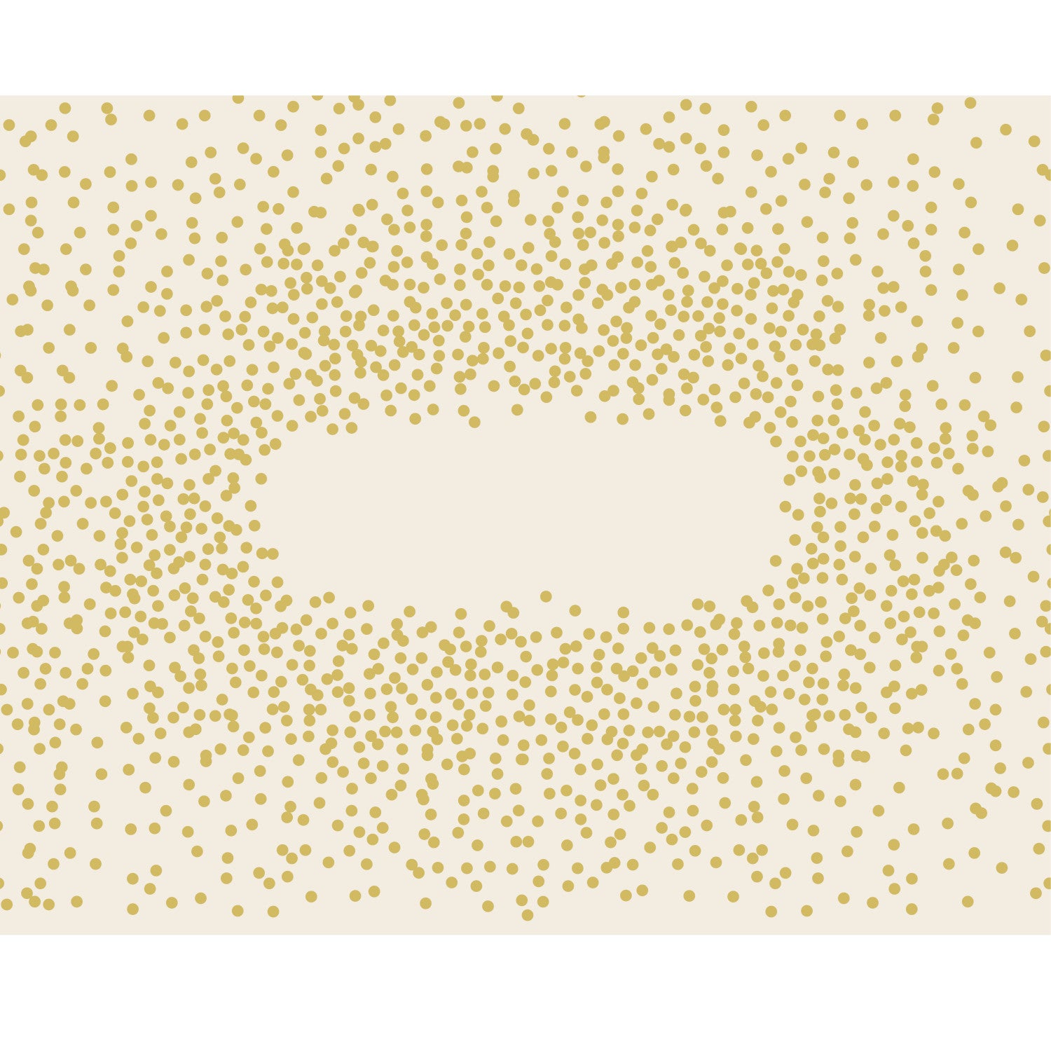 A white paper runner with gold confetti dots scattered around the perimeter, with an open area in the middle for a personalized message.