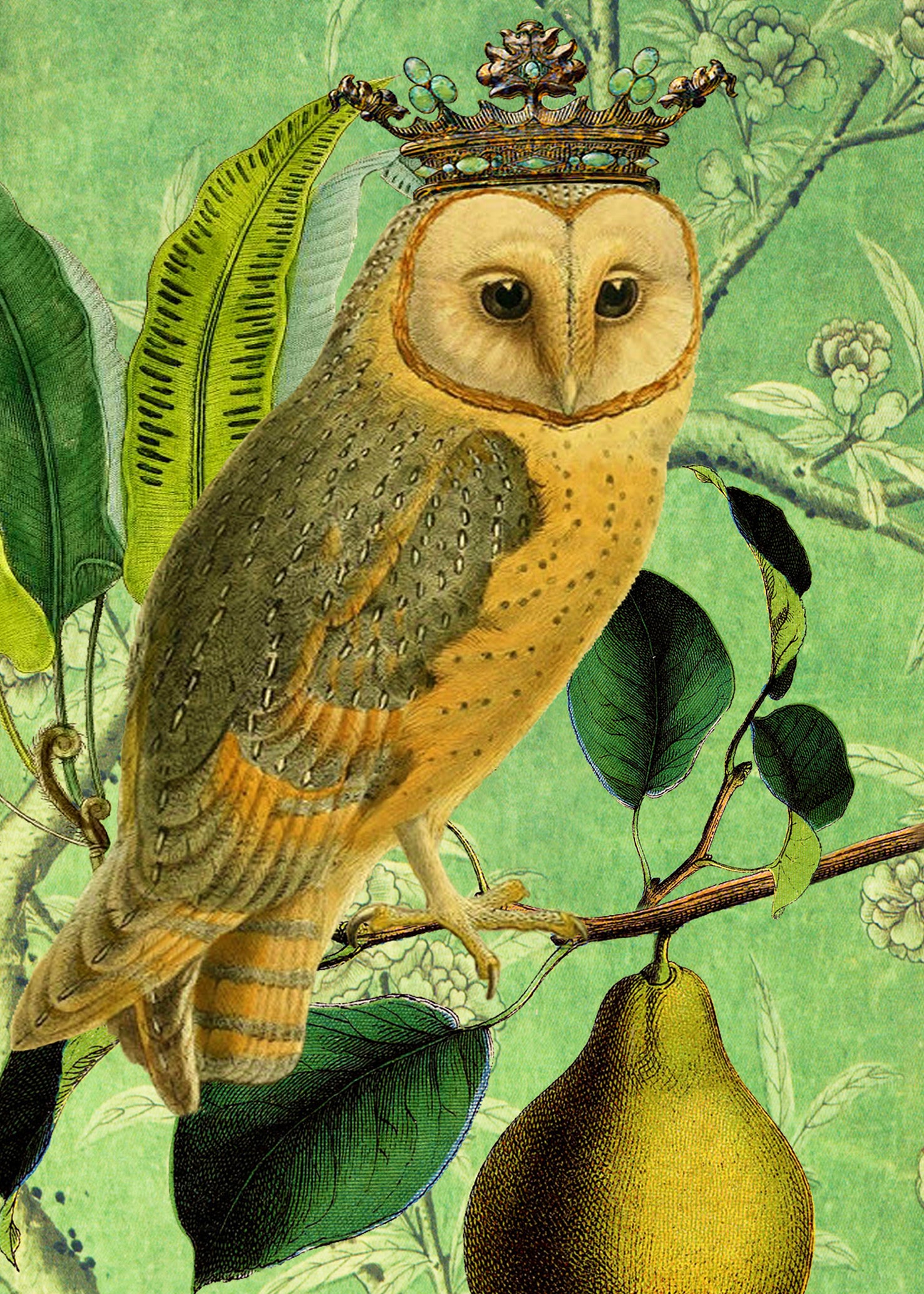 Crowned Owl Greeting Card Hester & Cook