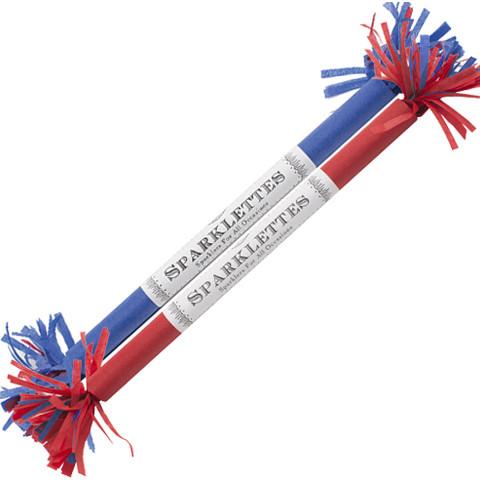 A pack of red, white, and blue sparklettes with patriotic colors designed to add sparkle to celebrations.