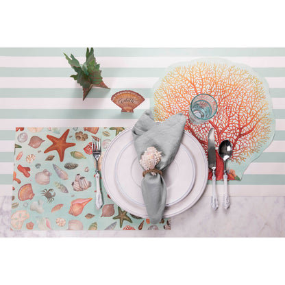A sea-themed place setting, featuring a Seaweed Table Ornament to add three-dimensional flair.