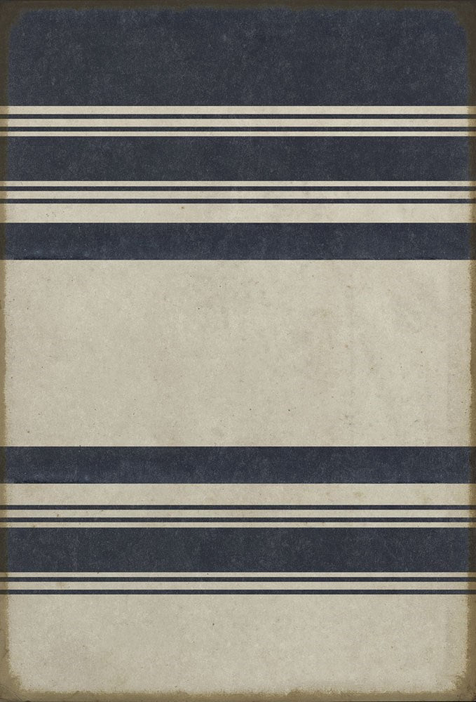 Organic Stripes Blue & White Vinyl Rug - Pattern 50
