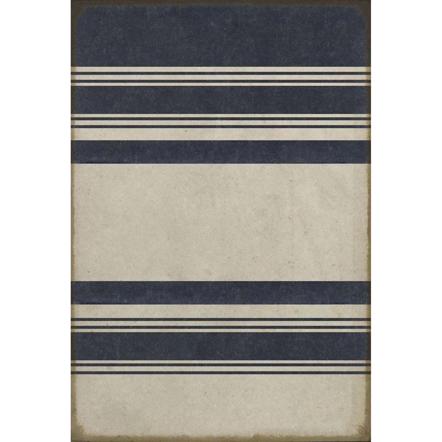 Organic Stripes Blue & White Vinyl Rug - Pattern 50
