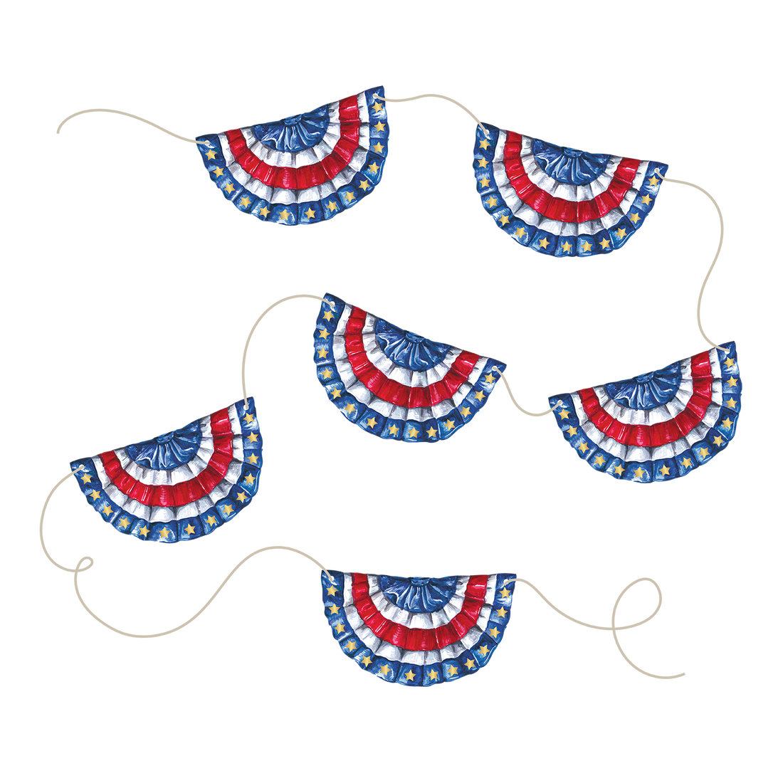 Red, white, and blue Hester &amp; Cook patriotic bunting clip art.