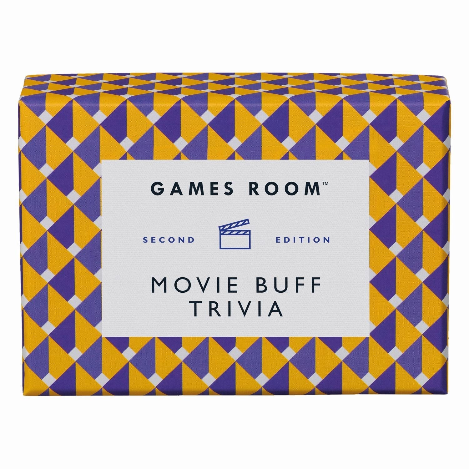 A colorful box of "Movie Buff Trivia" second edition by Chronicle Books.