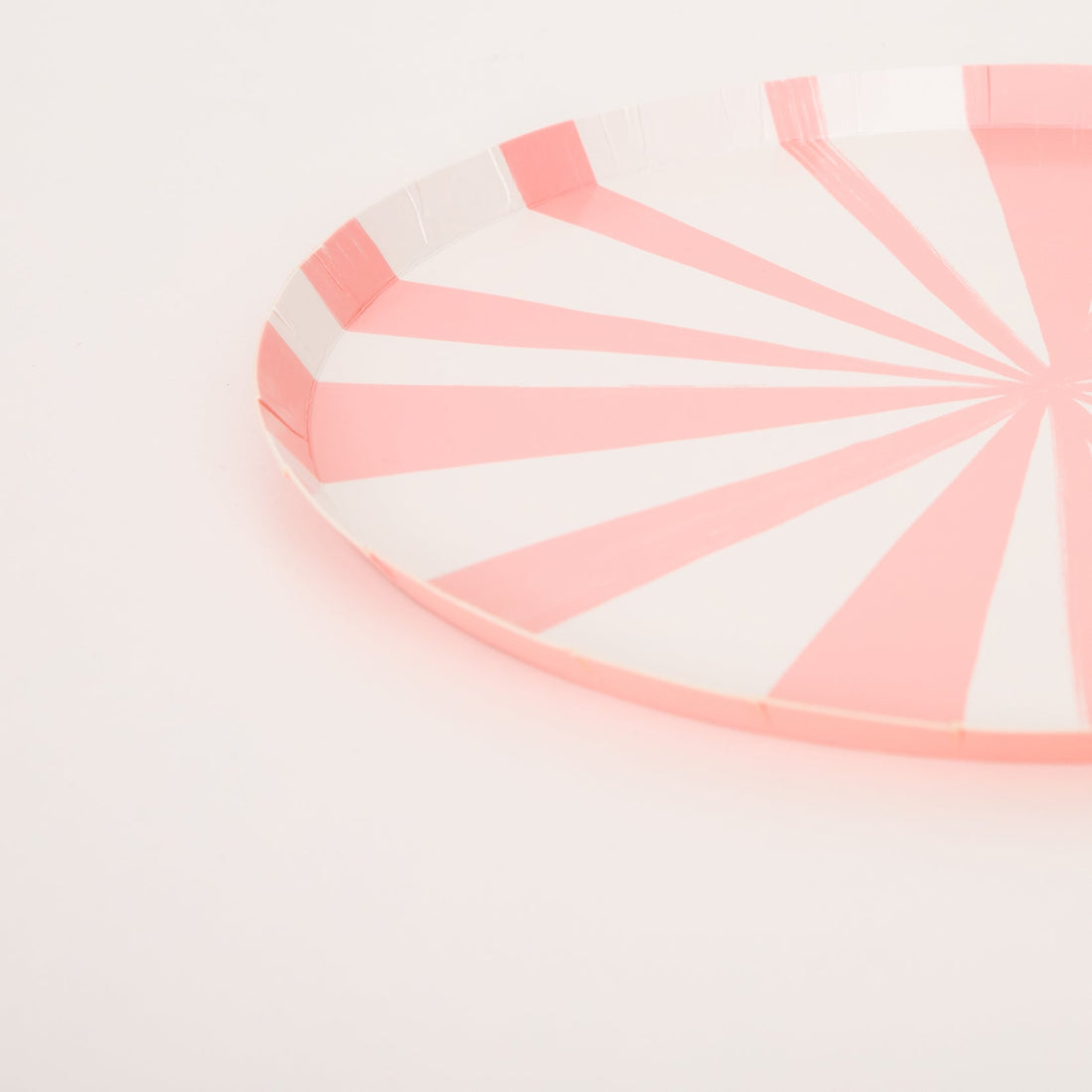 A Meri Meri Pink Stripe Plate, perfect for an eco-friendly party table.