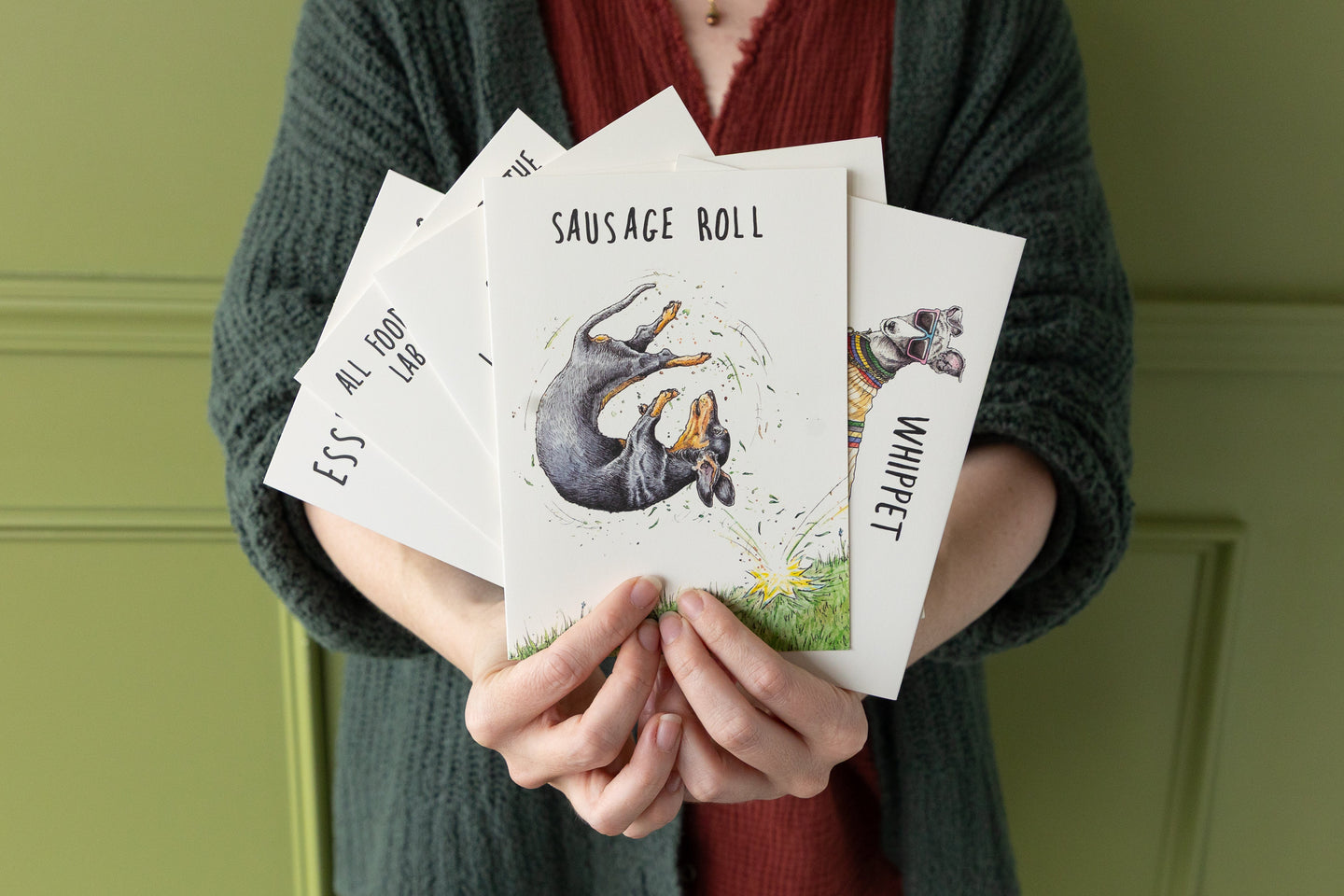 Someone holding assorted Bewilderbeest assorted  cards.