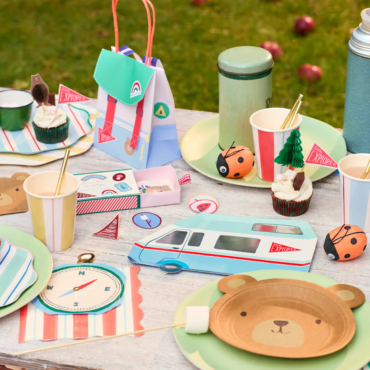 Outdoor and camping themed paper tableware by Meri Meri.