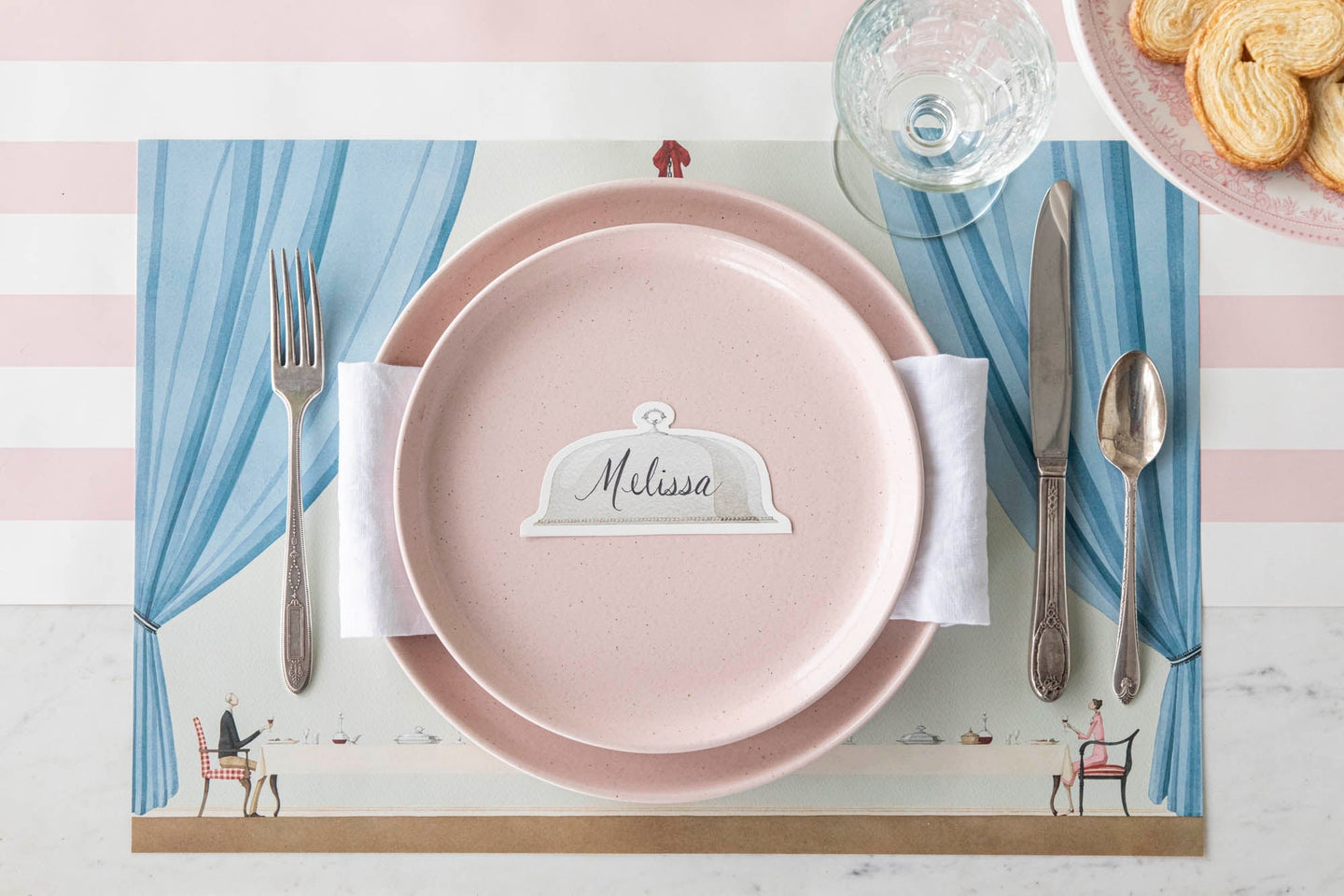 Table For Two Placemat under a classic place setting.